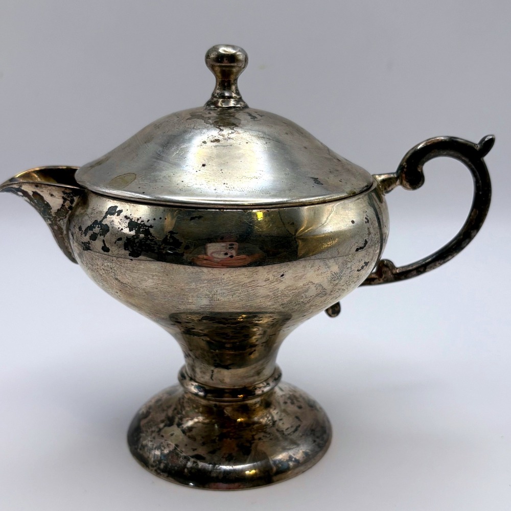 Vtg Silver Plated Teapot Towle William Adams Moody Aged Patina Vermial Gold Wash